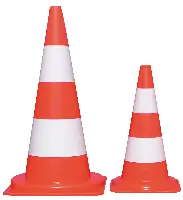 Signalni stožec PVC 75cm florescenten, 2 beli črti P5, Z251841