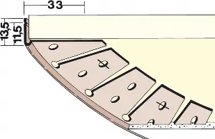 Zaključni profil PVC 3768 za zaključke krivin 3,00m/palica 20palic/kart 182kart/pal, Z43768300