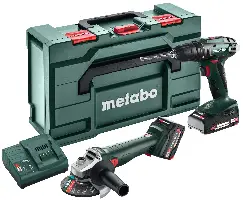 =81= Akku-Bohrschrauber-Winkelschleifer-Set METABO BS 18 + W 18 L 9-125 2,0/4,0Ah Li-Power, Z685204500