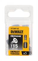 Bit nastavki T15 x 25mm EXTREME® IMPACT TORSION DEWALT® 5kos/paket, ZDT7380T-QZ
