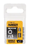 Bit nastavki PZ3 x 25mm EXTREME® IMPACT TORSION DEWALT® 5kos/paket, ZDT7388T-QZ