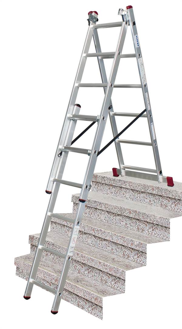 Večnamenska alu lestev KRAUSE® CORDA® 3x6 prečk 1,70-3,65m, za stopnice, teža 9,0kg, Z033369