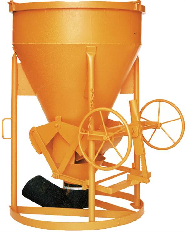 Silos za beton 1016.12H, 1000l cilindrično-stožčast z ročnim kolesom za odpiranje, Z10860