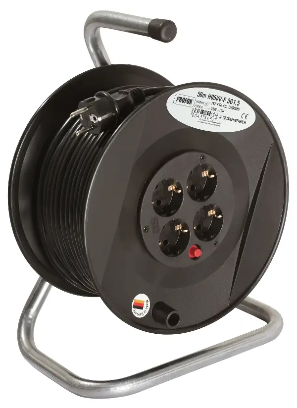 Kabelski boben z el. kablom 3x1,5, 25m PVC-kabel H05VV, 4 SSD & termostikalo, Z1208028X