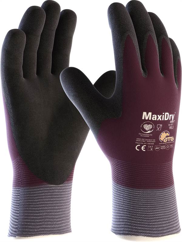 Zimske rokavice MAXIDRY® ZERO 56-451, lila/črne, EN 388+EN 407+EN 511, vel. 11, Z132111