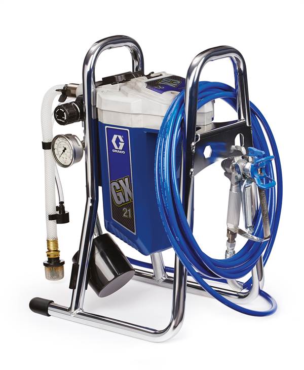 Brezzračna batna črpalka GX 21 230V, pištola, cev za material, šobe, Z17G183