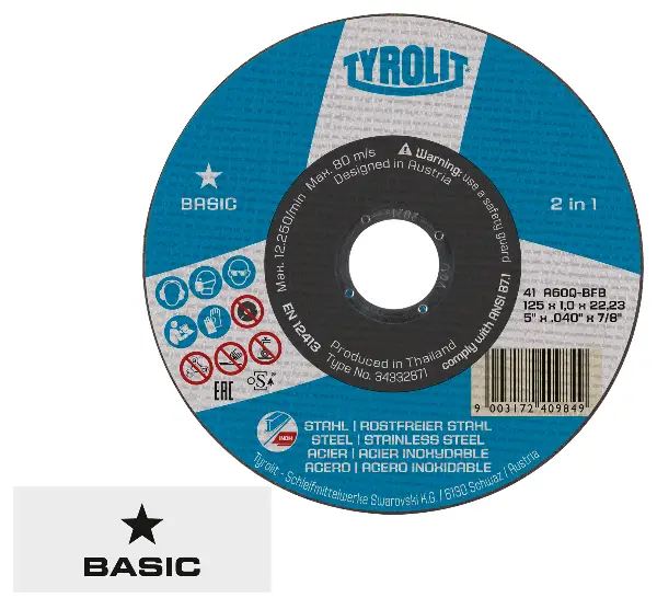 Rezalna plošča za jeklo 41C, 125x2,5x22,23mm A30Q-BF TYROLIT, Z222998