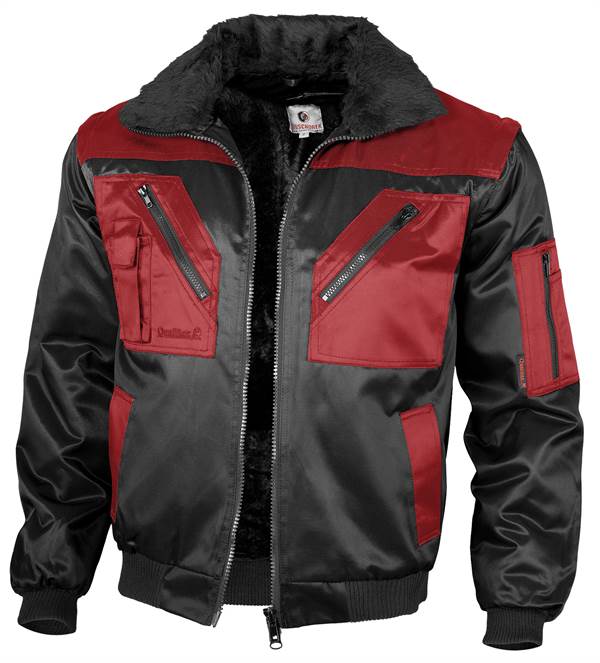 Pilotska jakna QUALITEX, črno/rdeča, 265 g/m², vel. XL, Z23619XL