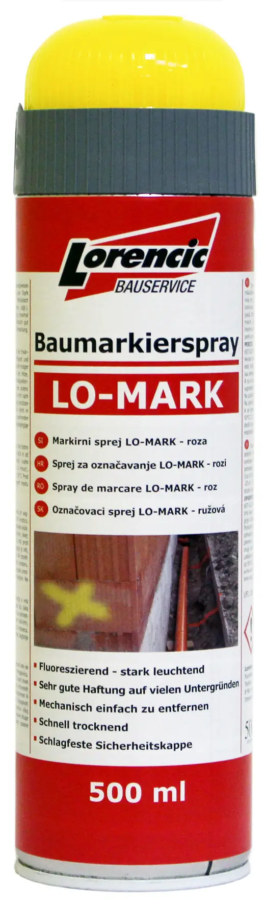 =§= Markirni sprej LO-MARK rumen 500ml 12kos/kart 75kart/pal, Z241617LO