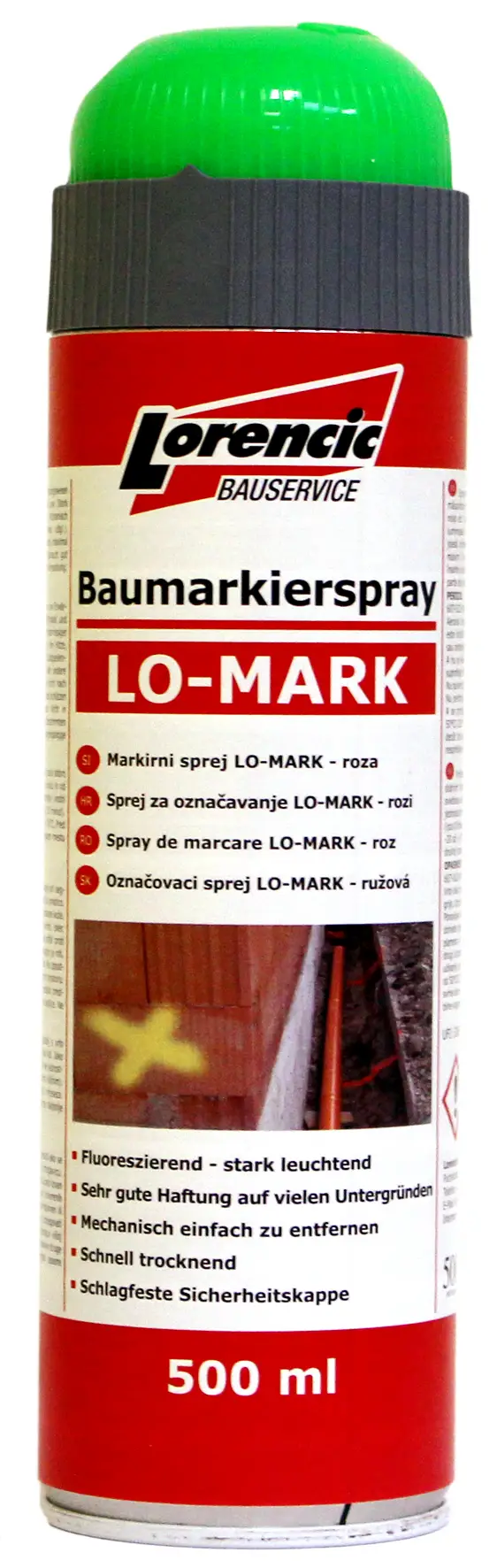 =§= Markirni sprej LO-MARK zelen 500ml 12kos/kart 75kart/pal, Z241618LO