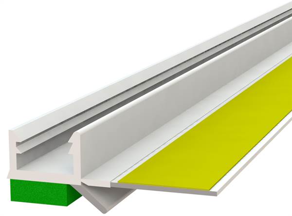 Ometni špaletni profil 10mm,zunanji,zeleno tesnilo,jeziček, 2,5m/palica 60pal/kart 42kart/pal, Z3775250LO