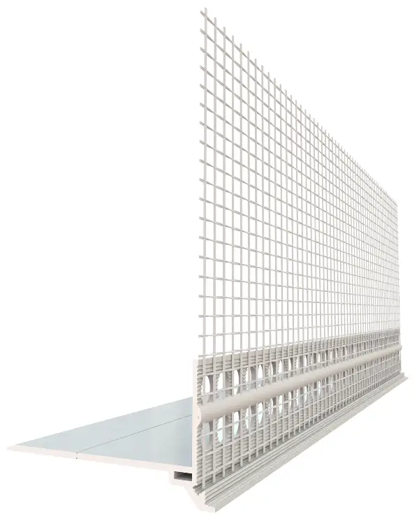 Podstavni cokel profil PVC z armirno mrežo Tip PRAKTIKA 50x1mm 2,5m/palica P25=62,5m 40kart/pal, Z4039050