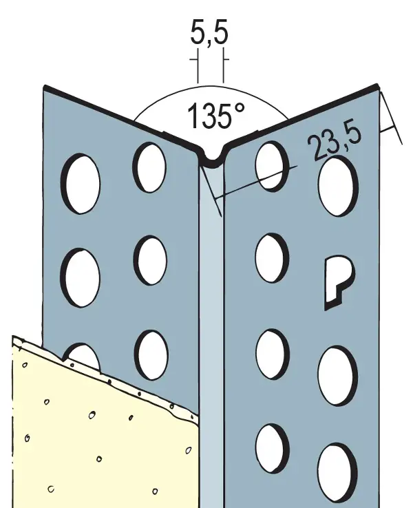 Aluminijasti kotnik 135° 23x23mm 3,0m/palica 50pal/vez 4vez/kart 25kart/pal, Z40433