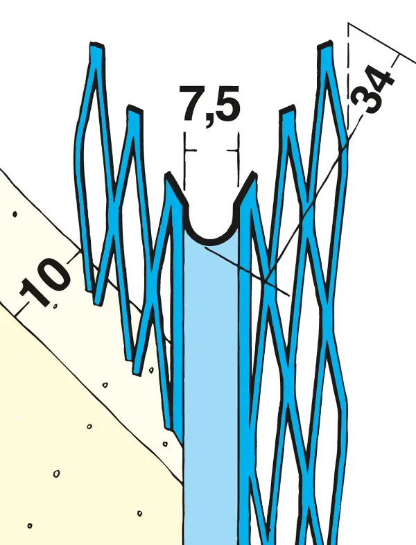 Kotni ometni profil 1005 dolžina 3,00m/palica, okroglo izoblikovan rob P25, 81vez/pal., Z41005300