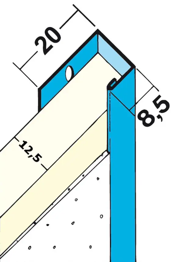 Profil 1121 š=12,5mm 1 palica=2,5m obrobni profil iz jekla za suho gradnjo, 25palic/vez 90vez/pal, Z41121250