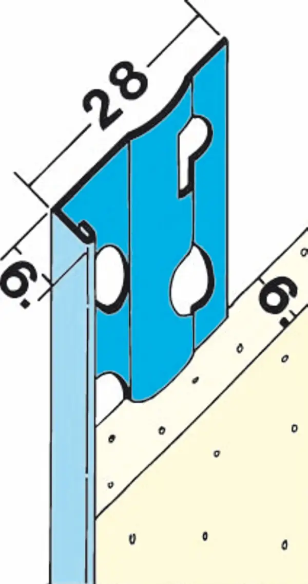 Zključni ometni profil 1216 za omet debeline 6mm 3,0m/palica 25palic/vez 150vez/pal, Z41216300