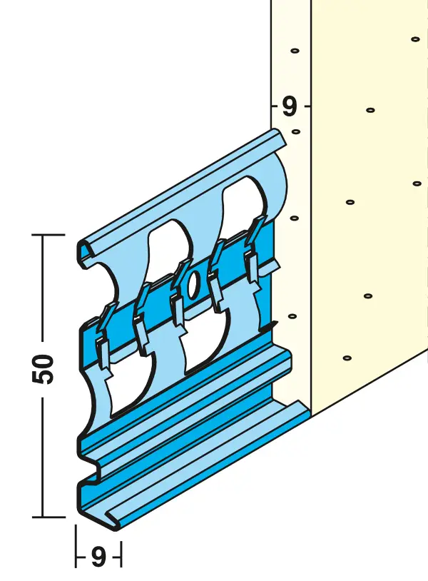 Zaključni cokel profil 1219 za omet debeline 9mm 3,0m/palica 25palic/vez 60vez/pal, Z41219300