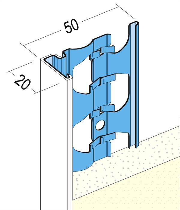 Zaključni ometni profil +PVC 1222 20mm 3,0m/palica 25pal/vez 42vez/pal, Z41222300