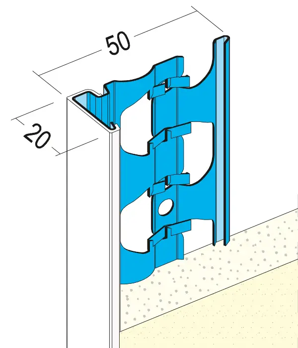 Zaključni ometni profil +PVC 1222 20mm 3,0m/palica 25pal/vez 42vez/pal, Z41222300