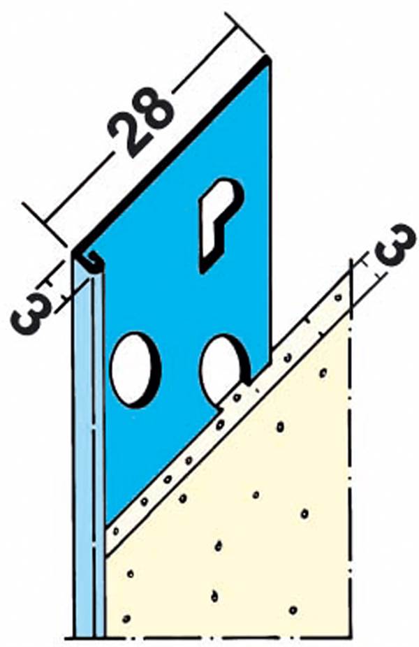 Zaključni ometni profil 1236 za omet debeline 3mm 3,0m/palica 25palic/vez 150vez/pal, Z41236300