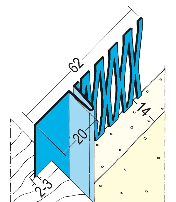 Priključni ometni profil 1301 za omet debeline 14mm 3,0m/palica 15pal/vez 47vez/pal, Z41301300
