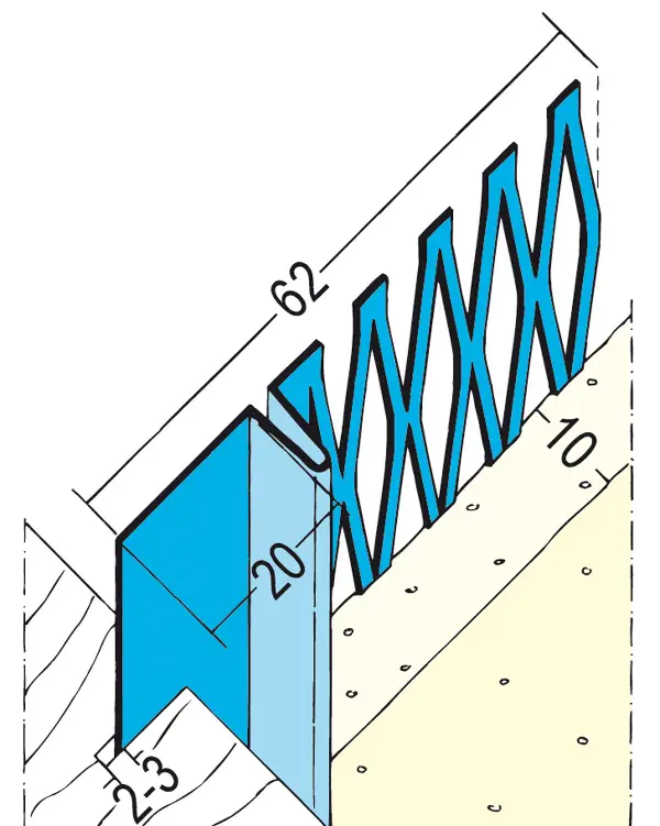 Priključni ometni profil 1306 za omet debeline 10mm 3,0m/palica 15pal/vez 47vez/pal, Z41306300