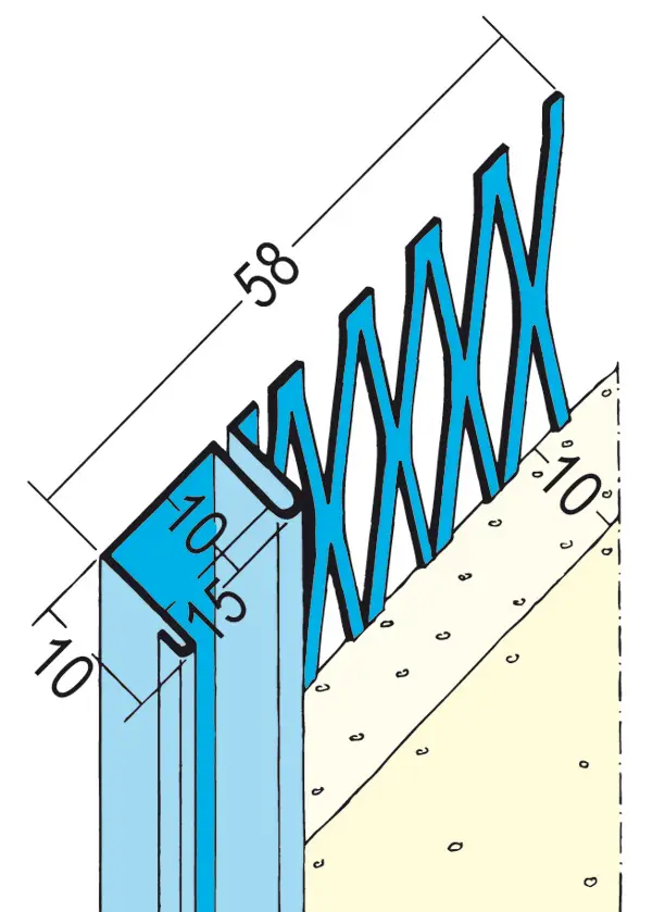 Priključni ometni profil 1312 10mm s senčno fugo 3,0m/palica 15pal/vez 47vez/pal, Z41312300