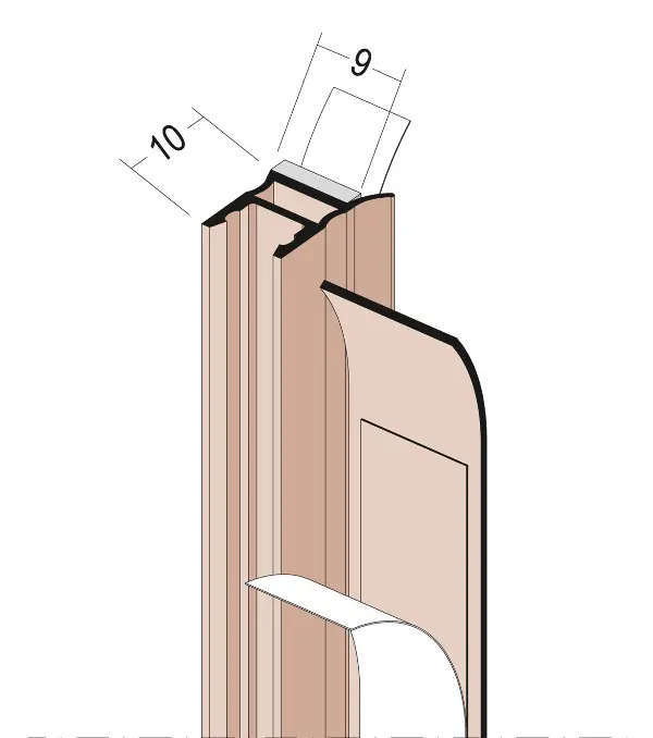 Zaključni špaletni profil 3726 trdi PVC, jeziček,gibljiva komora 2,60m/palica 50pal/kart 36kart/pal, Z43726260