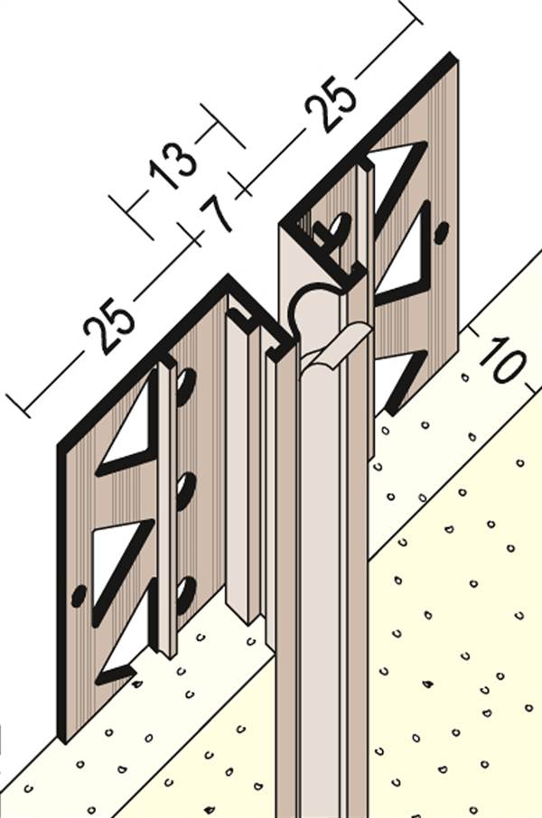Dilatacijski profil PVC 3754 za omet debeline 10mm, L=2,75m 25palic/kart 36kart/pal, Z43754275