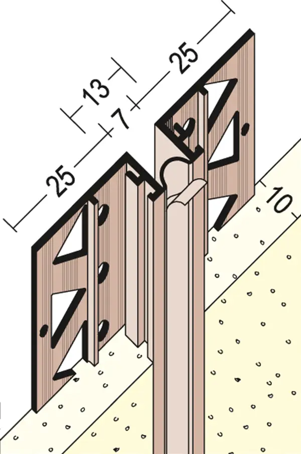 Dilatacijski profil PVC 3754 za omet debeline 10mm, L=2,75m 25palic/kart 36kart/pal, Z43754275