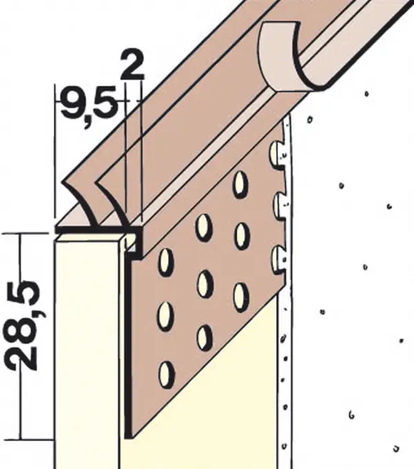 Zaključni profil PVC 3784 s tesnilnim jezičkom 3,00m/palica 30palic/kart 63kart/pal, Z43784300