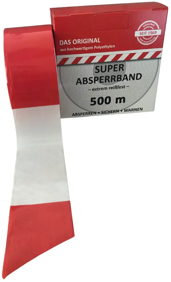 Zaporni opozorilni trak za gradbišča širine 80mm, debelina 35my, 500 m/rola, Z450001