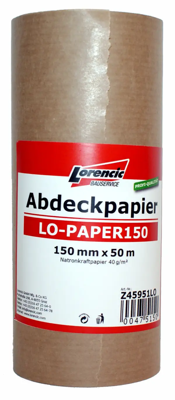 Papir za prekrivanje LO-PAPER150 150mmx50m papir iz natrona 40g/m² 15rol/kart. P72, Z45951LO