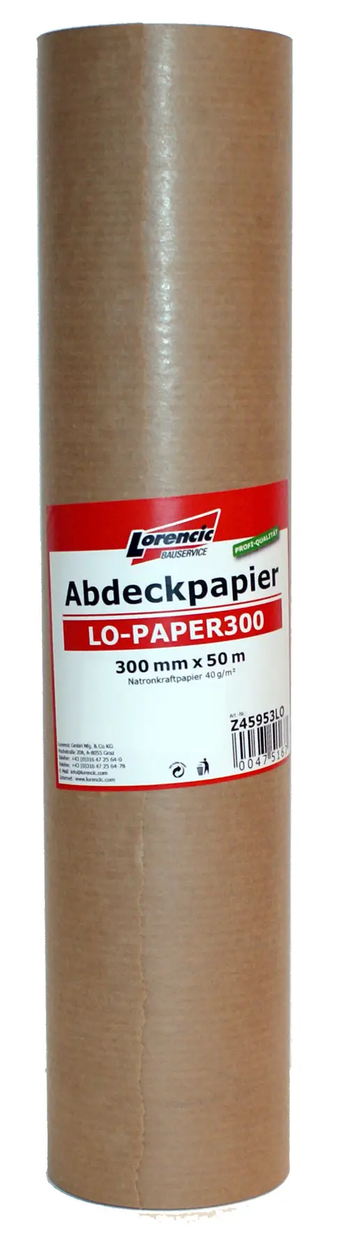 Papir za prekrivanje LO-PAPER300 300mmx50m papir iz natrona 40g/m² 15rol/kart. P36, Z45953LO