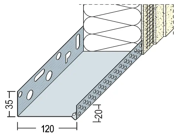 Podstavni fasadni profil Alu 120mm 90812 (9212) 2,50m/palica 6palic/vez, Z490812