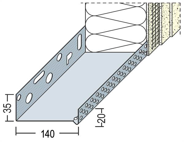 Podstavni fasadni profil Alu 140mm 90814 (9213) 2,50m/palica 6palic/vez, Z490814