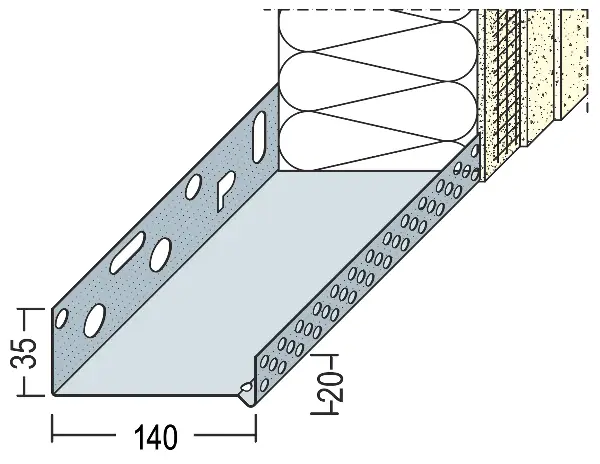 Podstavni fasadni profil Alu 140mm 90814 (9213) 2,50m/palica 6palic/vez, Z490814