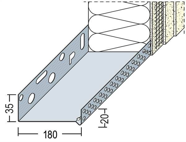 Podstavni fasadni profil Alu 180mm 90818 (9216) 2,50m/palica 6palic/vez, Z490818