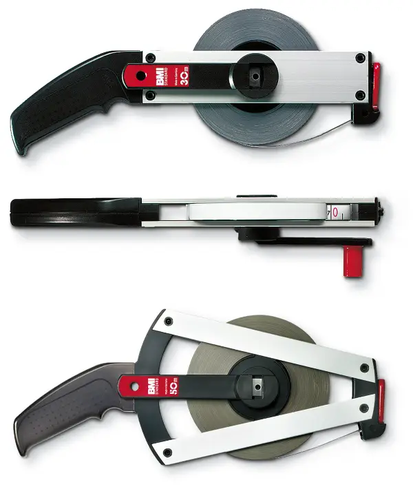 Tračni meter v okvirju Standard 30m jeklen, belo lakiran, začetek traku BF, Z501024030BF