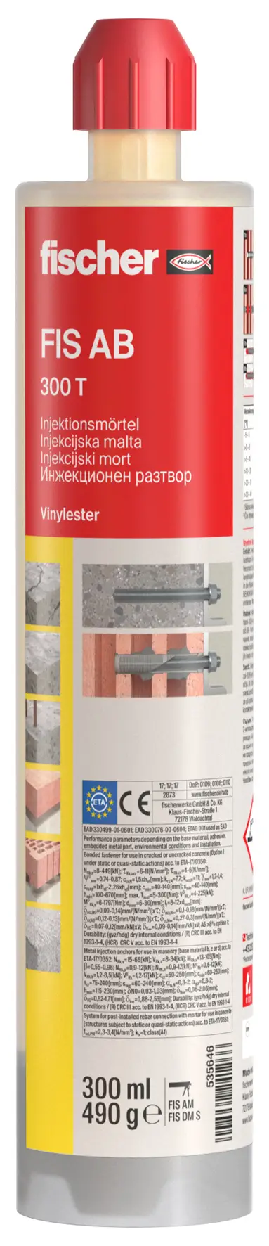 =§= Injektirna masa FISCHER FIS AB 300 T AUSTRIA BOND 300ml z 2 FIS MR Plus P12, Z535646