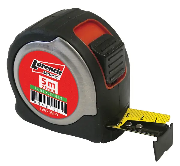 Tračni meter PROFI LORENCIC XL 27 PLUS 27mm x 5m z zavoro in zaponko P10, Z98765LO