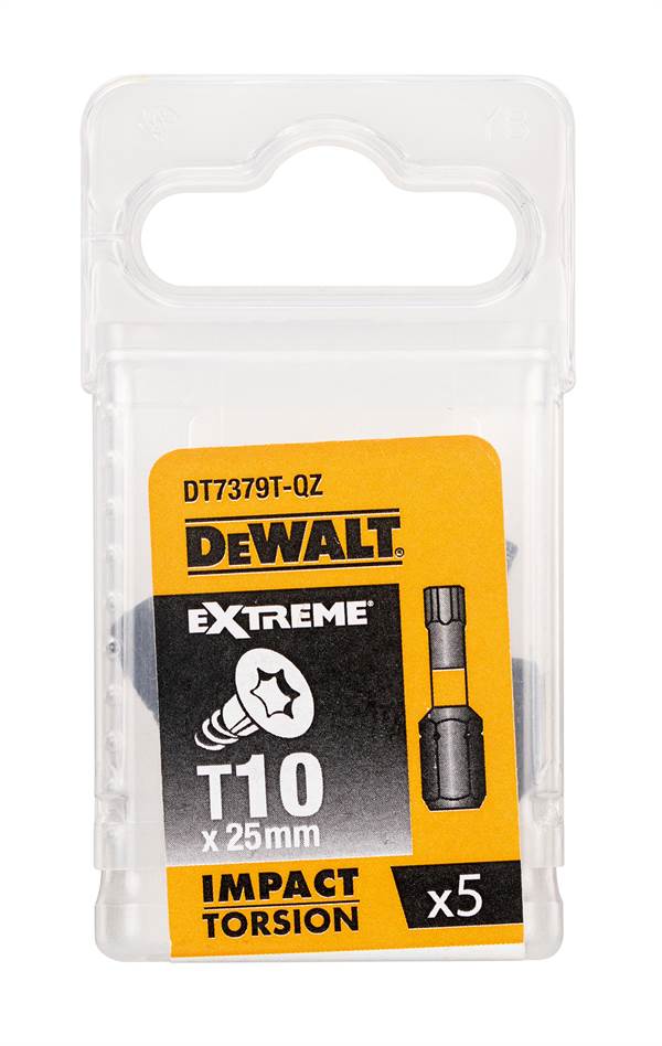 Bit nastavki T10 x 25mm EXTREME® IMPACT TORSION DEWALT® 5kos/paket, ZDT7379T-QZ