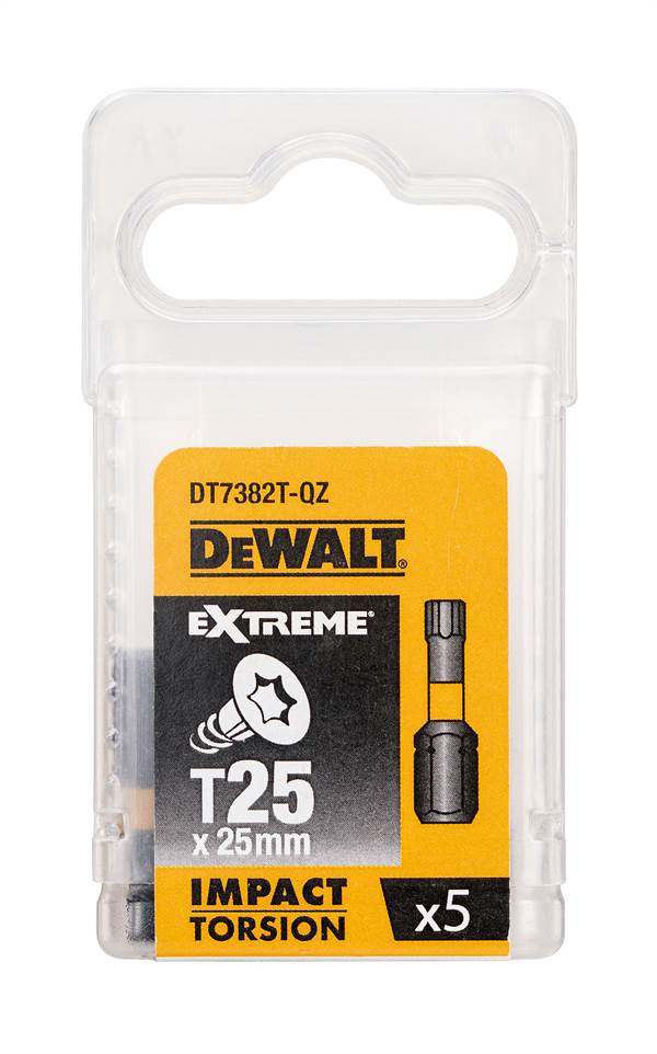Bit nastavki T25 x 25mm EXTREME® IMPACT TORSION DEWALT® 5kos/paket, ZDT7382T-QZ
