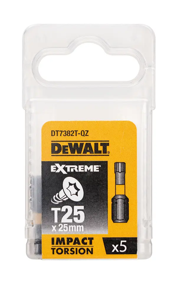 Bit nastavki T27 x 25mm EXTREME® IMPACT TORSION DEWALT® 5kos/paket, ZDT7383T-QZ