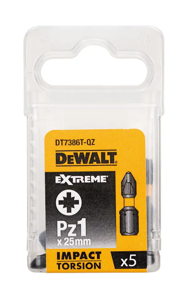 Bit nastavki PZ1 x 25mm EXTREME® IMPACT TORSION DEWALT® 5kos/paket, ZDT7386T-QZ