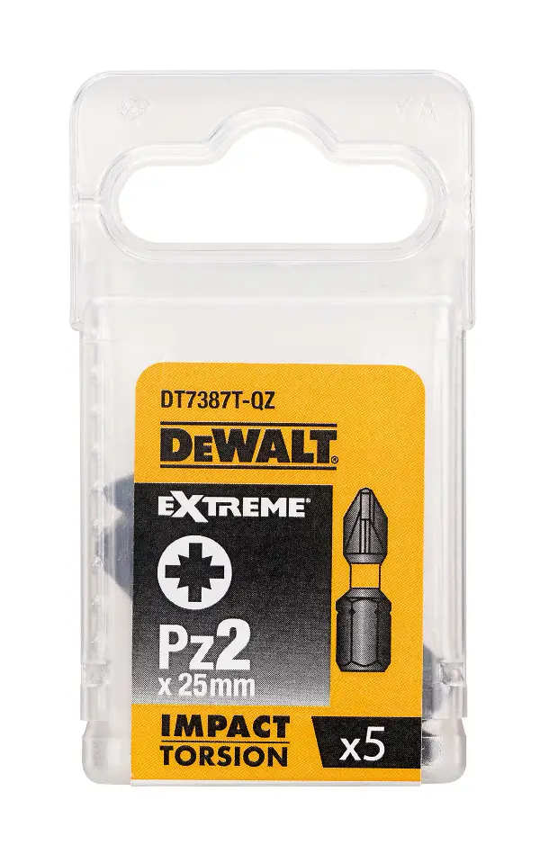 Bit nastavki PZ2 x 25mm EXTREME® IMPACT TORSION DEWALT® 5kos/paket, ZDT7387T-QZ
