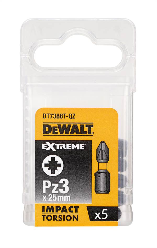 Bit nastavki PZ3 x 25mm EXTREME® IMPACT TORSION DEWALT® 5kos/paket, ZDT7388T-QZ