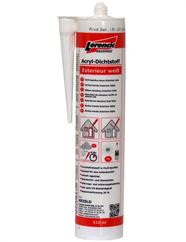 Akrilna elastična tesnilna masa Exterieur - bela 310ml 20kos/karton, ZKR25LO