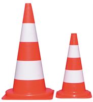 Signalni stožec PVC 50cm florescenten, 2 beli črti P10, Z251901