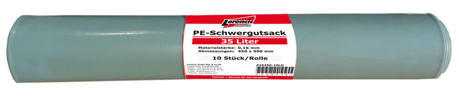 Vreče za odpadni material 450x900mm / deb. 0,16mm vsebina ca. 35 L 10kosov/rola, Z45450-10LO